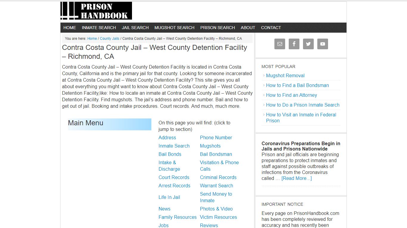 Contra Costa County Jail – West County Detention Facility – Richmond, CA