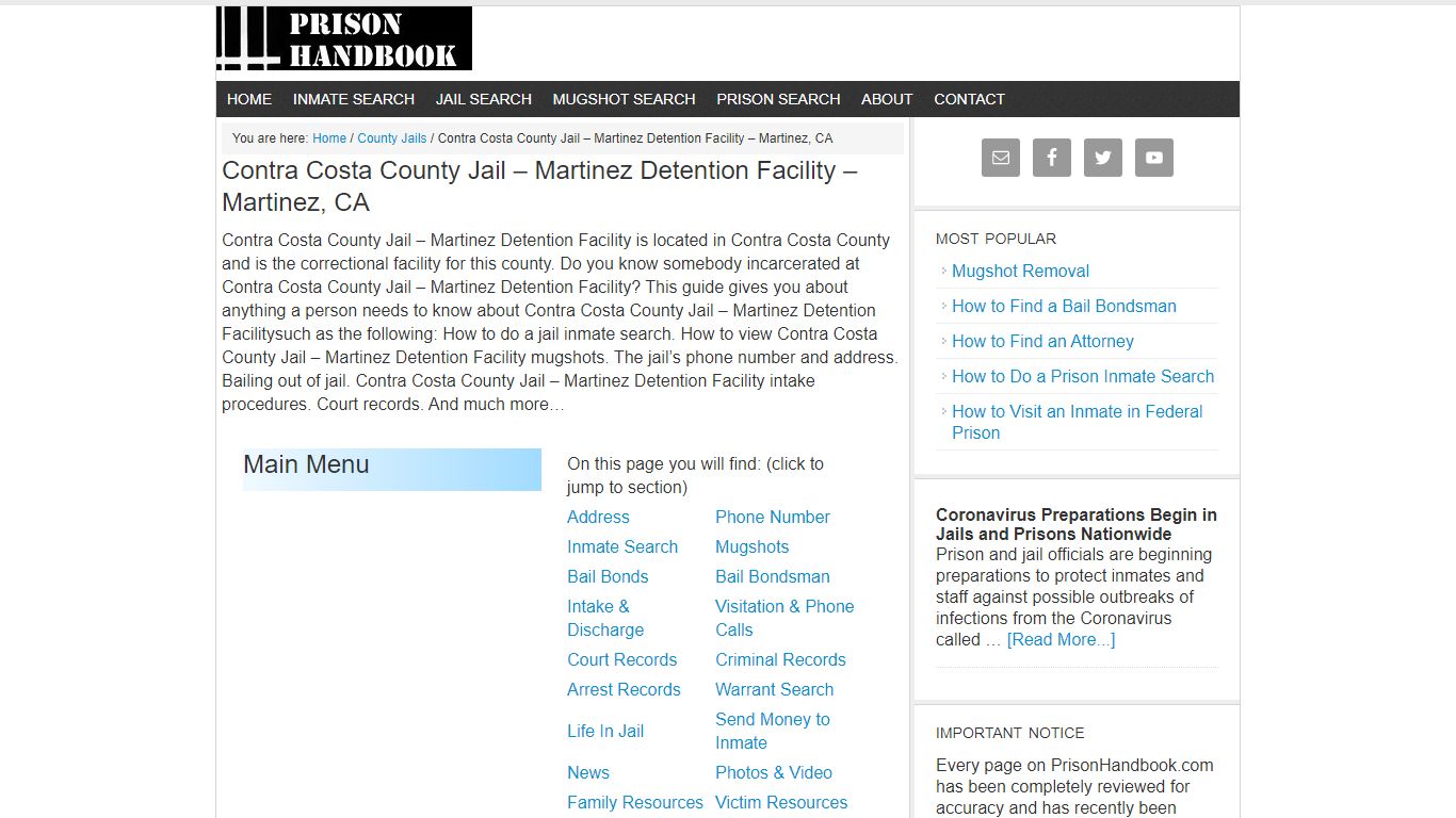 Contra Costa County Jail – Martinez Detention Facility – Martinez, CA